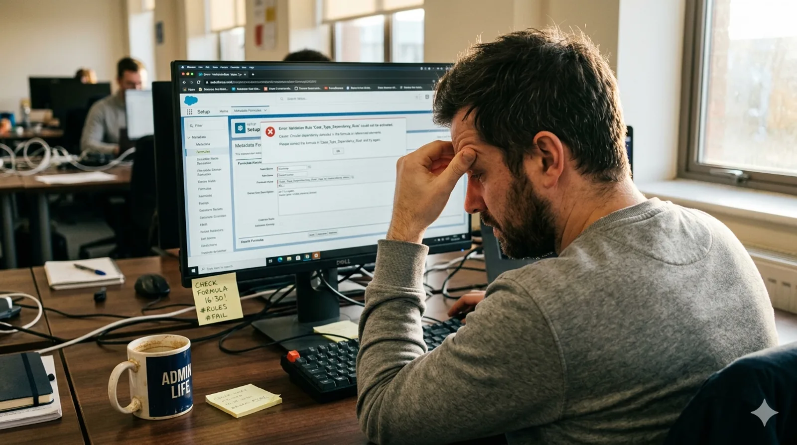 Frustrated Salesforce admin hitting a native duplicate management limitation